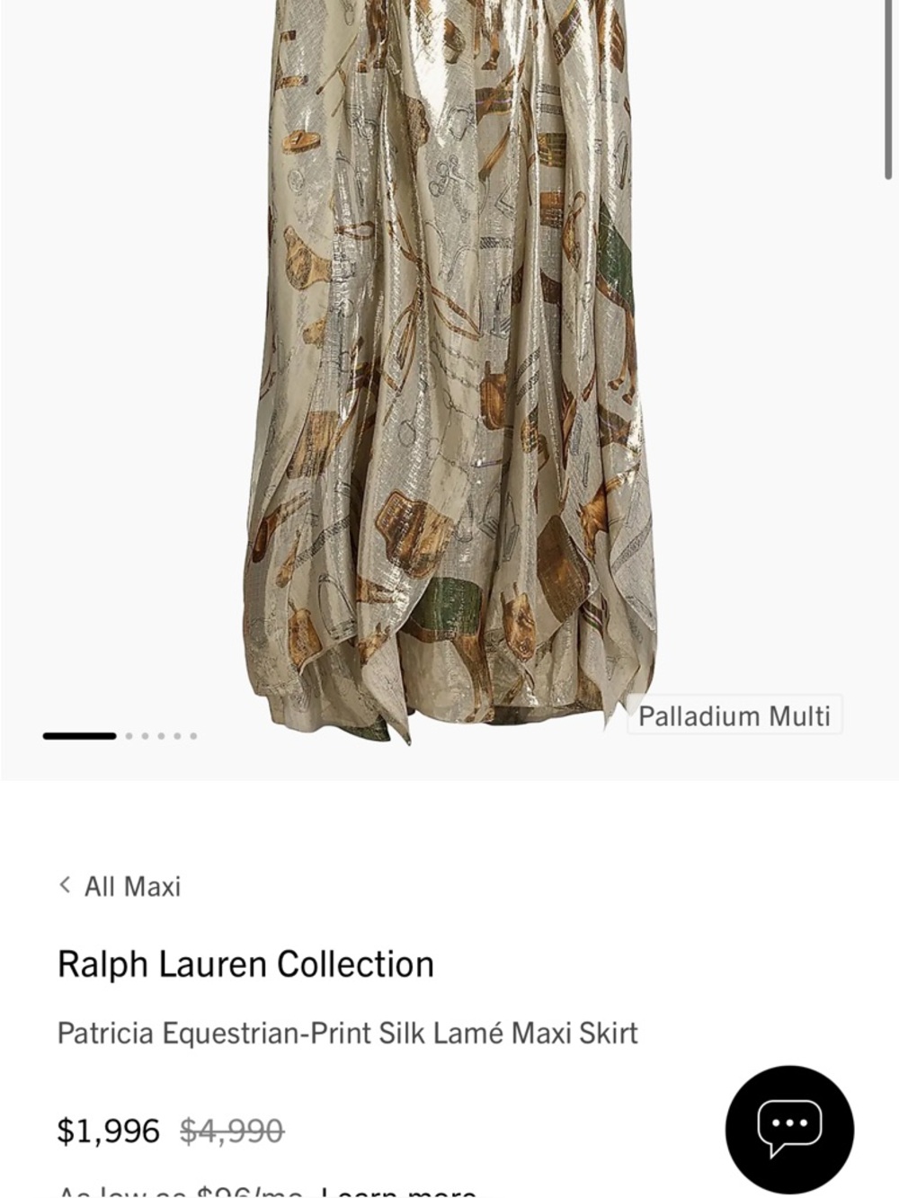 ISO (In Search Of) Patricia Equestrian-Print Silk Lamé Maxi Skirt -Palladium